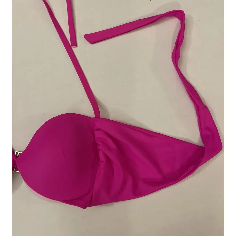 Victoria's Secret Women's Size 32DD Solid Pink Wrap Tie Around Bikini Top - EUC